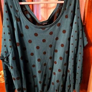 Torrid teal polka dot crew